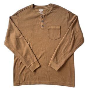 Duluth Trading Co Waffle Henley Shirt Mens XL Tan Thermal Rugged Outdoor Base